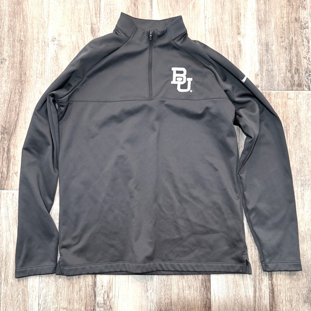 Nike Baylor University BU Dri-FIT Quarter Zip Pullover Black Mens Medium